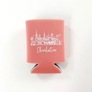 Charleston Rainbow Row Insulated Can Holders 1 Coral Koozie