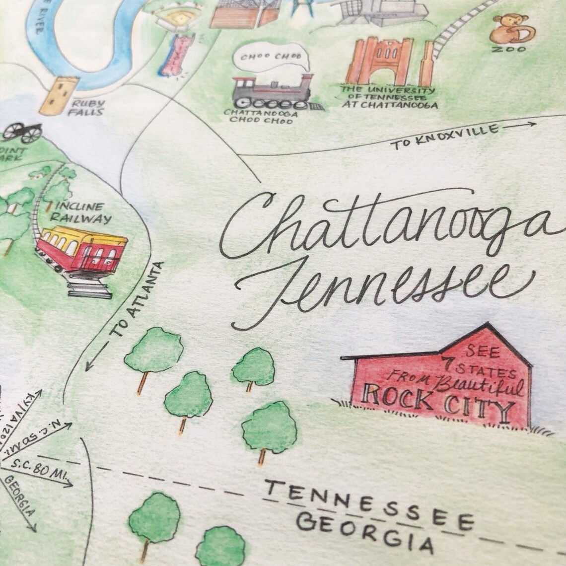 Chattanooga Tennessee Map Art Print - Etsy