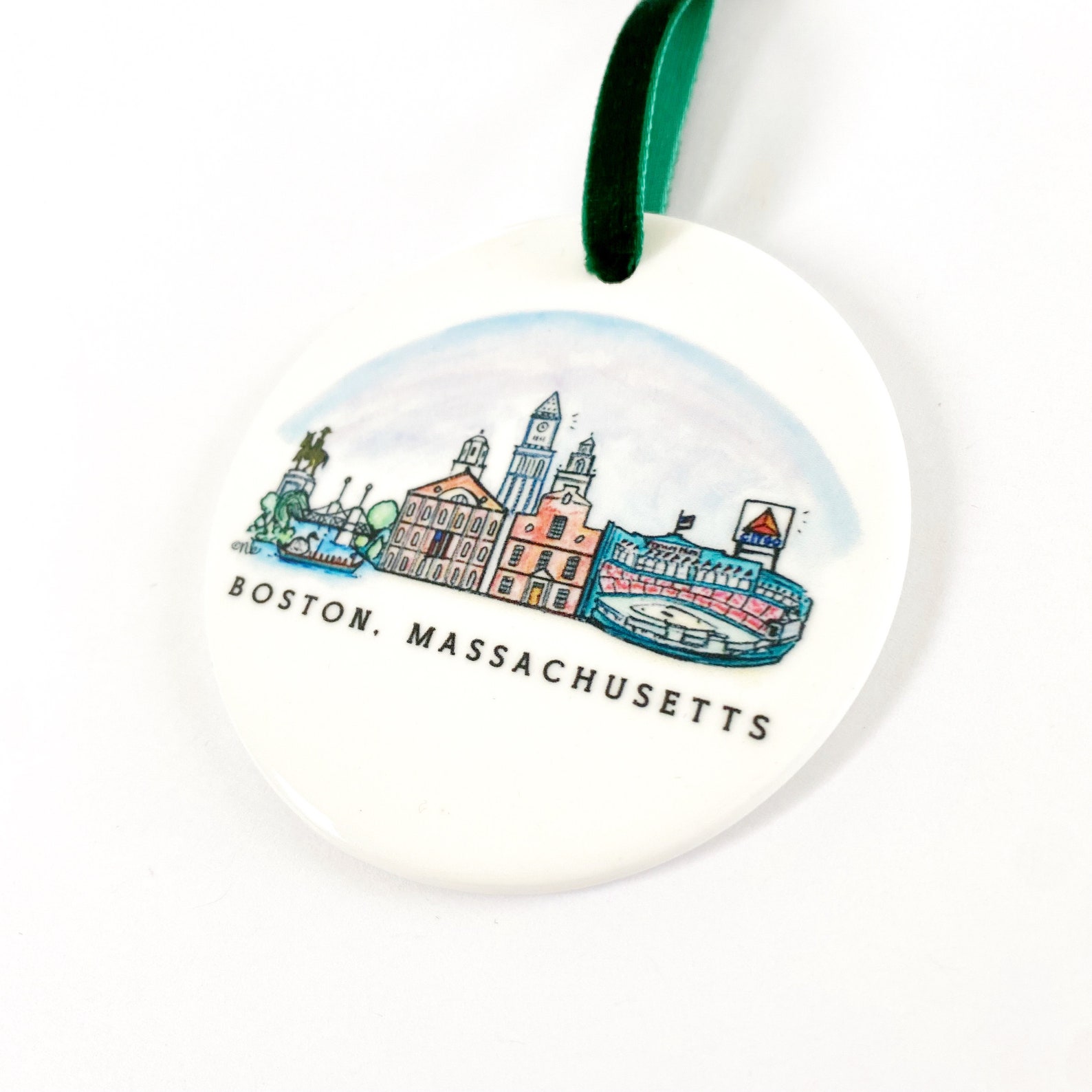 Ceramic Boston Massachusetts Skyline Ornament Etsy