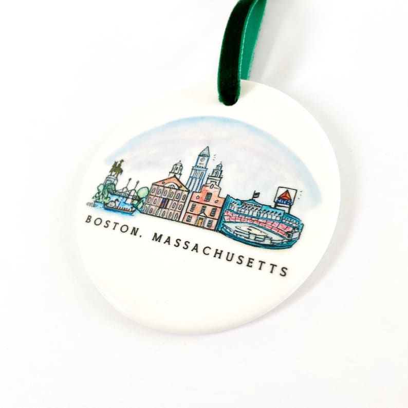 Ceramic Boston Massachusetts Skyline Ornament Etsy