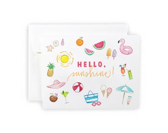Hello Sunshine Greeting Card or Notecard Set