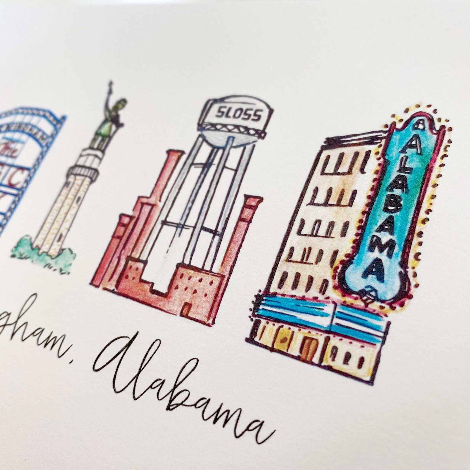 Birmingham Alabama Skyline Art Print Etsy