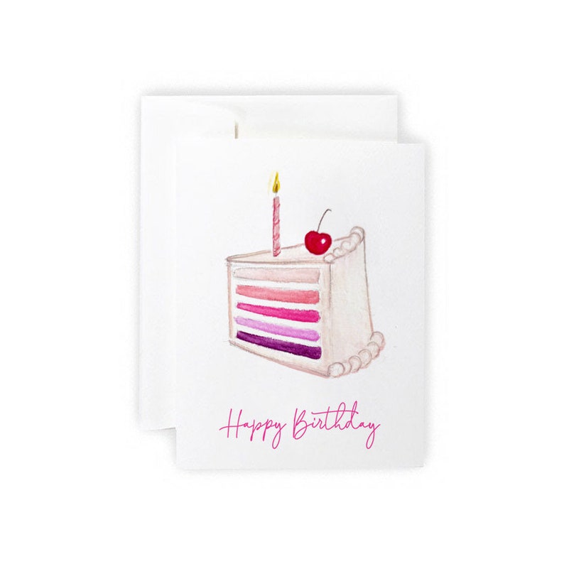 Birthday Ombre Cake Greeting Card or Notecard Set image 1