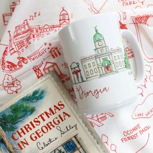 Athens, Georgia Holiday Mug, 16 oz. Ceramic Cup featuring Original Artwork