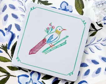 Neoprene Bam Bird Mahjong Coaster Set, Mahjong Gift, Mahjong Party Decor, Tile Game Gift, Hostess Gift