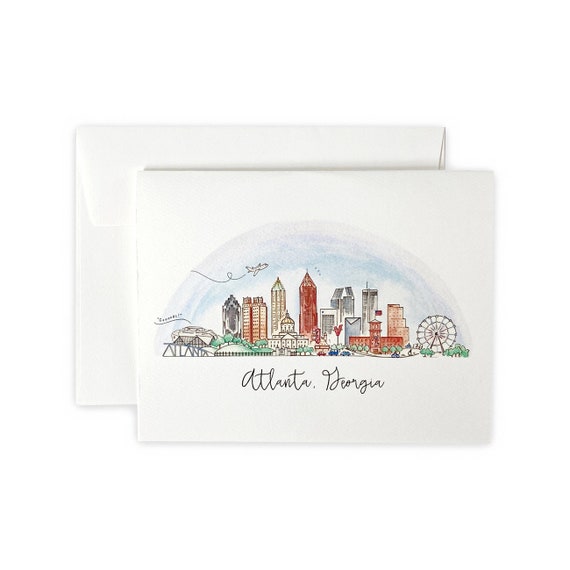 Atlanta, Georgia Skyline Notecard Set: Hand-Drawn Greeting Cards
