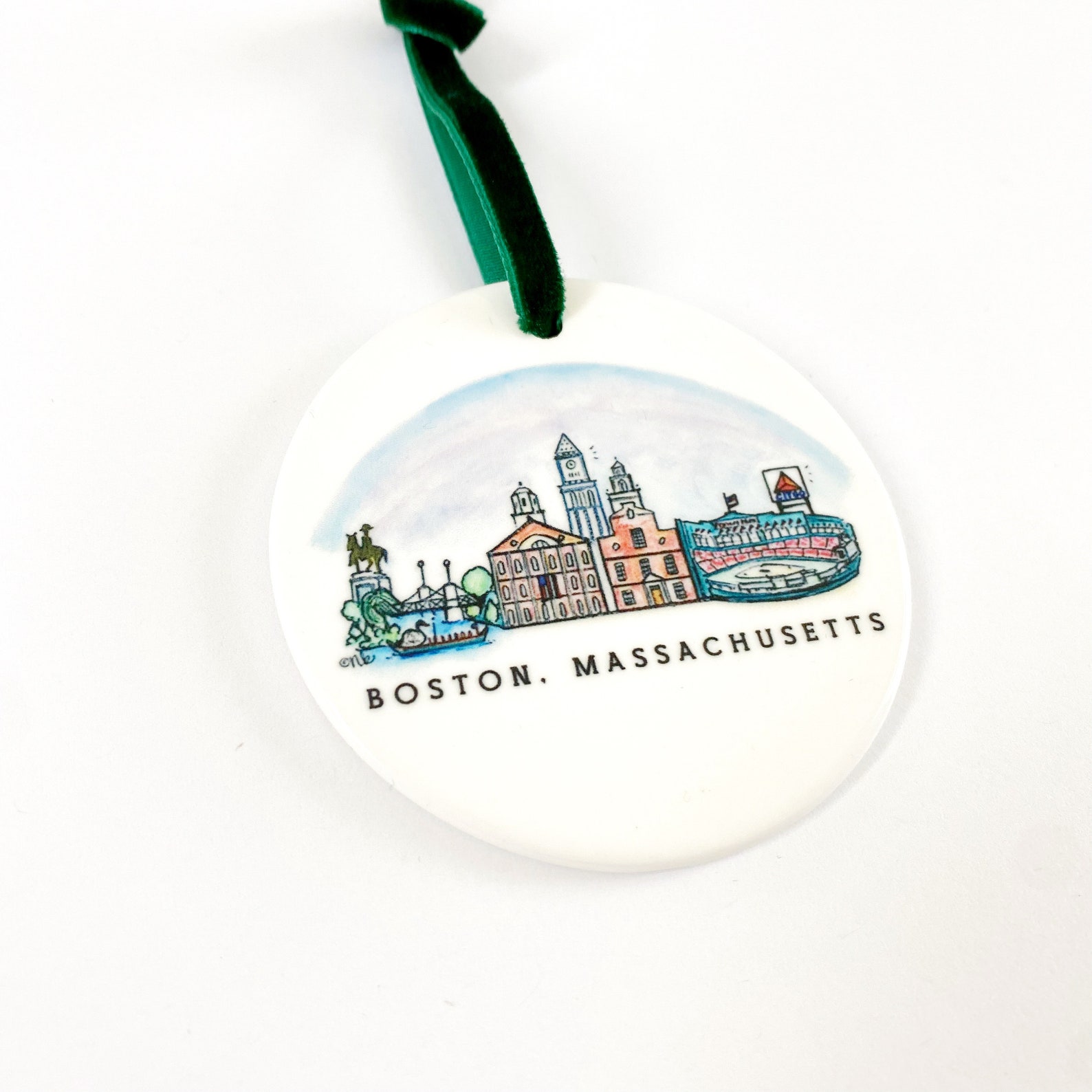 Ceramic Boston Massachusetts Skyline Ornament Etsy