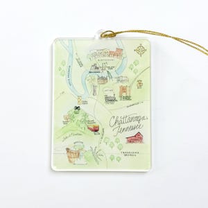 Chattanooga, Tennessee Map Acrylic Ornament. Chattanooga Skyline Ornament, Chattanooga Christmas Ornament, City Souvenir Gift