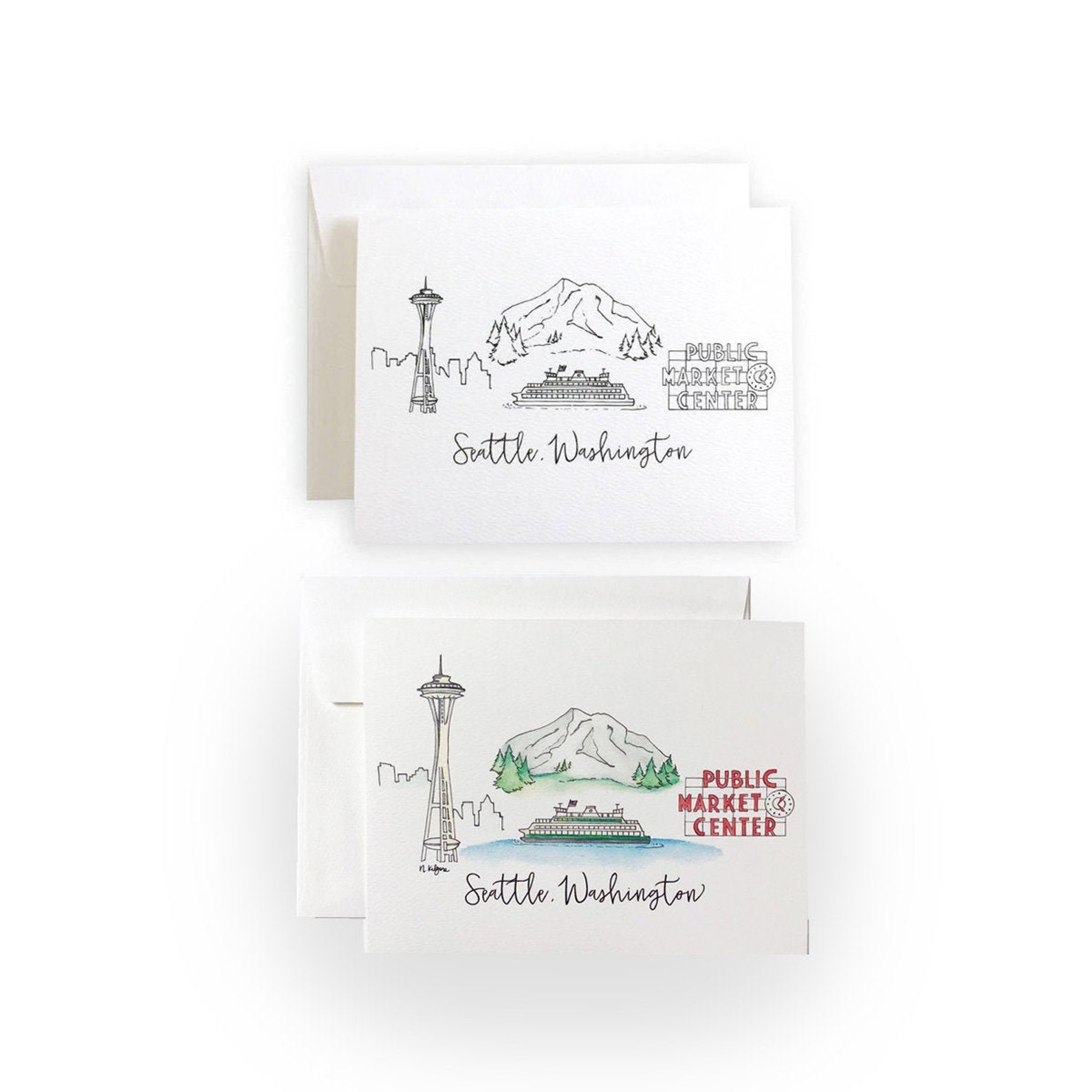 Seattle Washington Greeting Card or Notecard Set Etsy