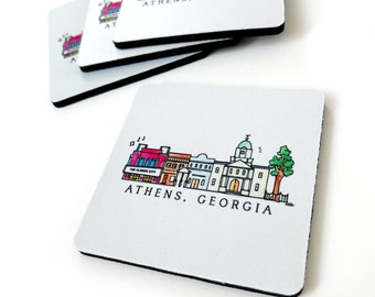 Neoprene Athens, Georgia Map Coasters
