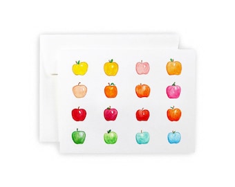 Rainbow Apples Greeting Card or Notecard Set