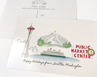 Seattle, Washington Happy Holidays Postcard Set