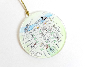 Savannah, Georgia Map Acrylic Ornament