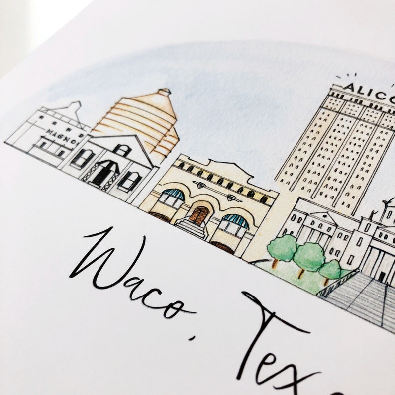 Waco Texas Skyline Art Print Etsy