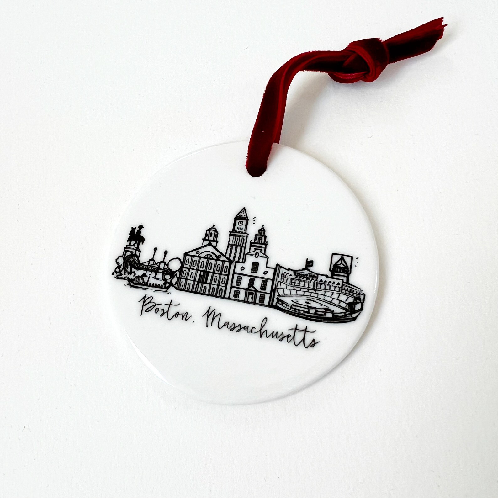 Ceramic Boston Massachusetts Skyline Ornament Etsy