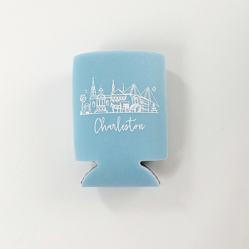 Charleston Rainbow Row Insulated Can Holders 1 Sky Blue Koozie