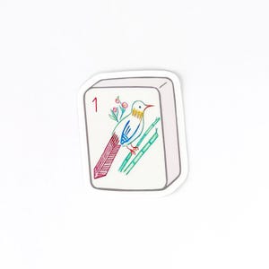 Mahjong Bird Bam Sticker, Mahjong Gift, Mahjong Party Decor, Tile Game Gift, Hostess Gift image 1