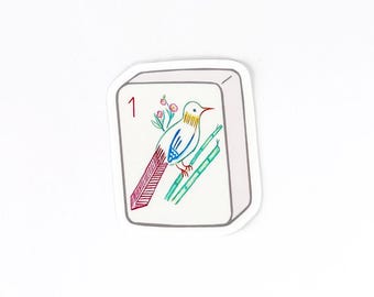 Mahjong Bird Bam Sticker, Mahjong Gift, Mahjong Party Decor, Tile Game Gift, Hostess Gift