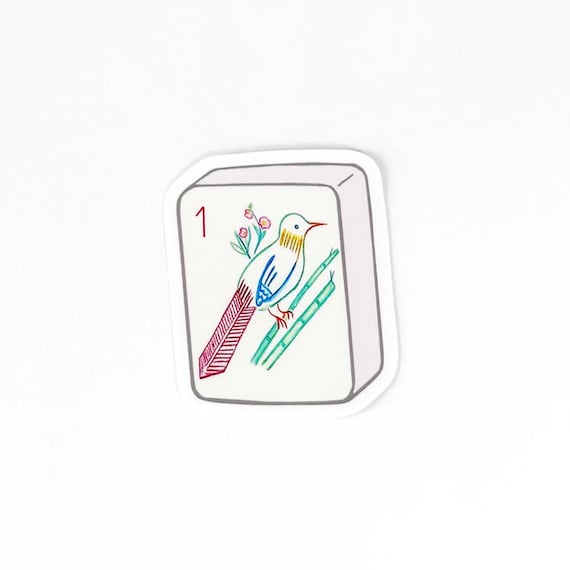Mahjong Bird Bam Sticker, Mahjong Gift, Mahjong Party Decor, Tile Game Gift, Hostess Gift