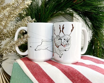 Bulldog Reindeer Mug