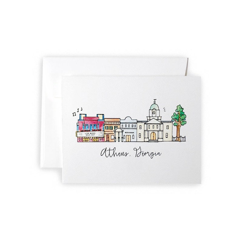 Athens, Georgia Skyline Notecard Set image 1