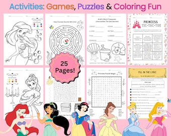 Princess Activity Sheets: 25 Pages of Printable Fairy Tale Games, Print and Tablet Friendly