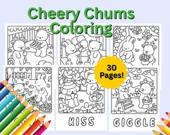 Cheery Chums Coloring Book | 30 Bold Cozy Pages (PDF Download)
