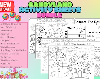 Candyland Activity Sheets, Kids Printable Games & Coloring, Print and Tablet Friendly