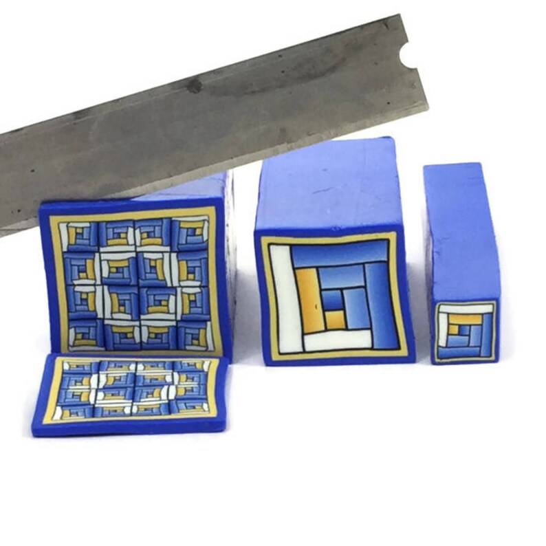 Gift for Quilter Quilted in Clay Blue Pendant Blue pendant Quilt pin Shop for Summer Blue Log Cabin Necklace Quilt Art