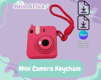 Llavero con minicámara, llavero con revelado de foto STL, archivo de impresión 3D, mecanismo interactivo, llavero con imagen oculta, idea de regalo única, 3MF Digital