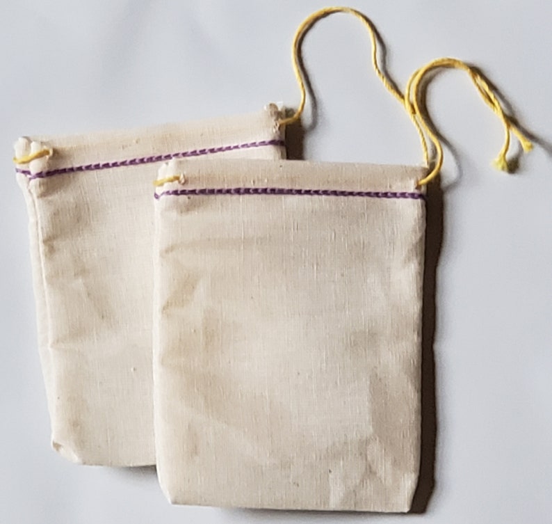 Made in the USA 3x4 inch Natural Cotton Muslin Drawstring Bags image 5