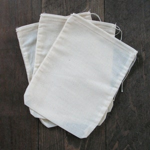 500 3x4 Natural Cotton Muslin Drawstring Bags image 2