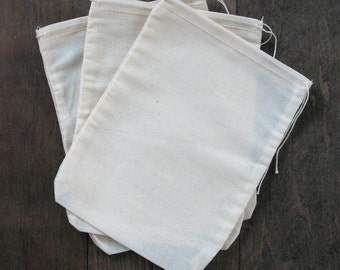 25 3x4 Natural Cotton Muslin Drawstring Bags