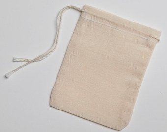 50 3x4 Natural Cotton Muslin Drawstring Bags