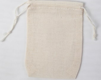 100 Double Drawstring Cotton Muslin Bags 2.75x4 inch