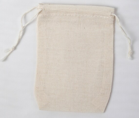 100 Double Drawstring Cotton Muslin Bags 2.75x4 inch