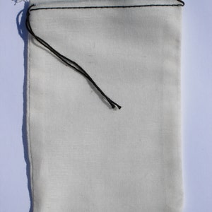 100 3x5 Cotton Muslin Drawstring Bags Black hem and Black drawstrings