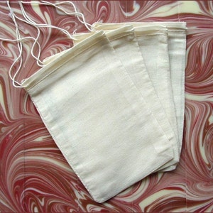100 4x6 Cotton Muslin Drawstring Bags Bath Soap Herbs image 3