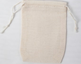 50 2.75x4 inch Cotton Muslin Double Drawstring Bags