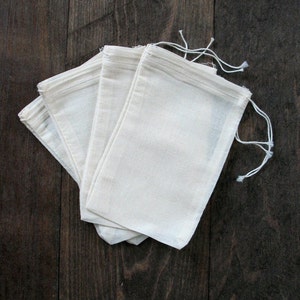 100 4x6 Cotton Muslin Drawstring Bags Bath Soap Herbs image 2