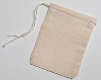 Made in the USA 3x4 inch Natural Cotton Muslin Drawstring Bags