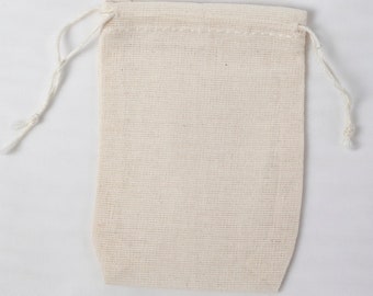 Made in the USA Mini (2.75x3.75 inches) Muslin Double Drawstring Bags