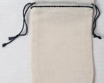 500 Mini Cotton Muslin Favor Bags, Black Drawstring, 2 3/4 x 4