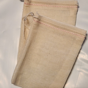Made in the USA 3x4 inch Natural Cotton Muslin Drawstring Bags image 6