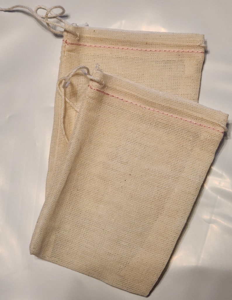 Made in the USA 3x4 inch Natural Cotton Muslin Drawstring Bags image 6