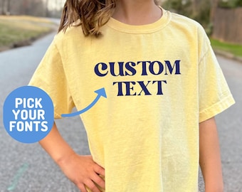 Comfort Colors Kids Tee, Personalized Youth T-Shirt with Custom Text