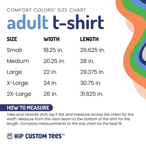 Puede incluir: Tabla de tallas para camisetas de adulto con medidas en pulgadas para el ancho y la longitud. Las tallas incluyen Small, Medium, Large, X-Large y 2X-Large. La tabla incluye instrucciones sobre c&oacute;mo medir una camiseta para el mejor ajuste.