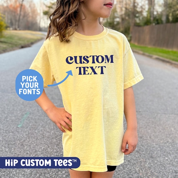 Comfort Colors Kids Tee, Personalized Youth T-Shirt with Custom Text