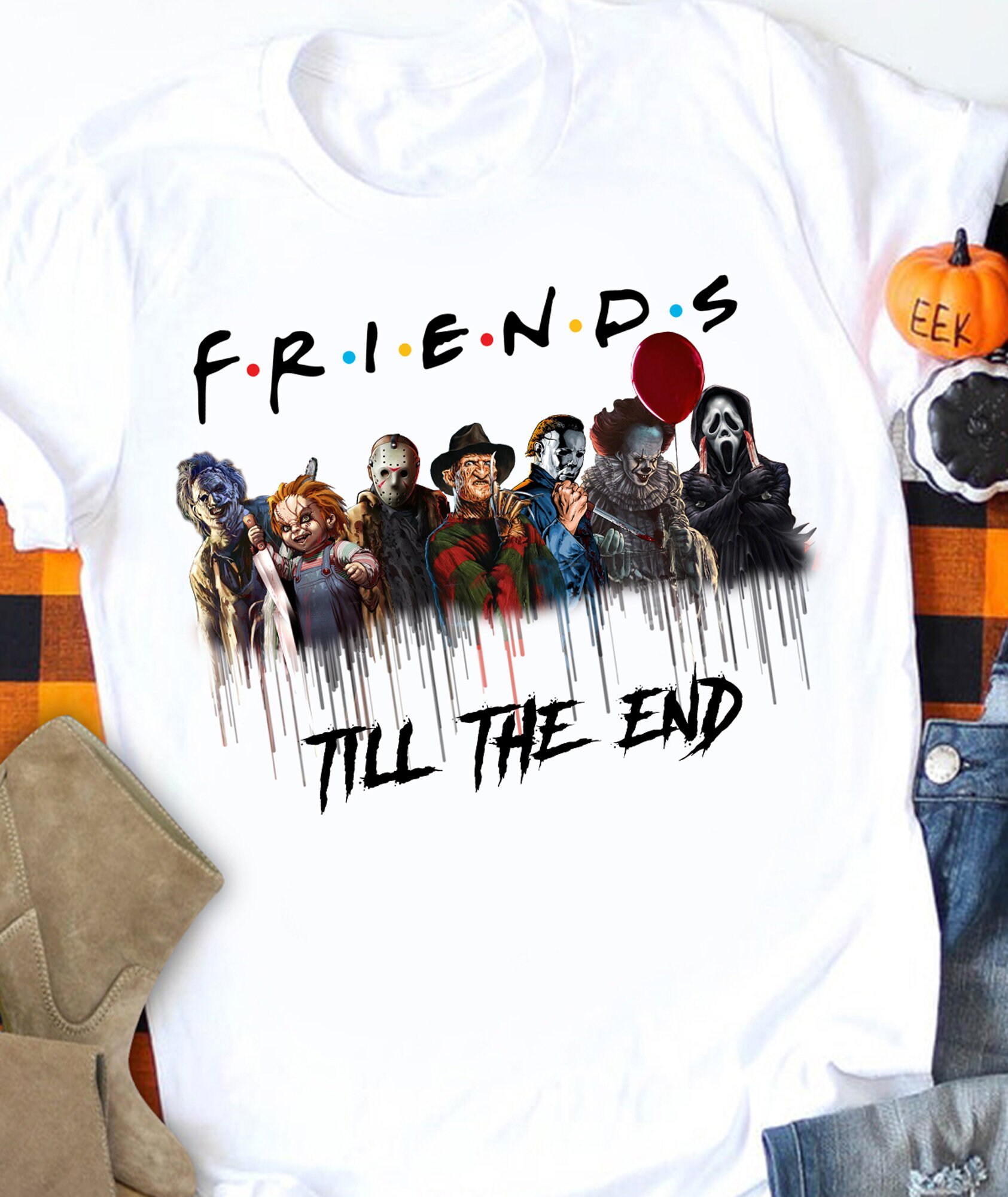 Discover Horror Movie Tee, Horror Friends Till The End T Shirt, Halloween Movie T Shirt, Horror Movie Fan Shirt, Funny Halloween, Horror Character