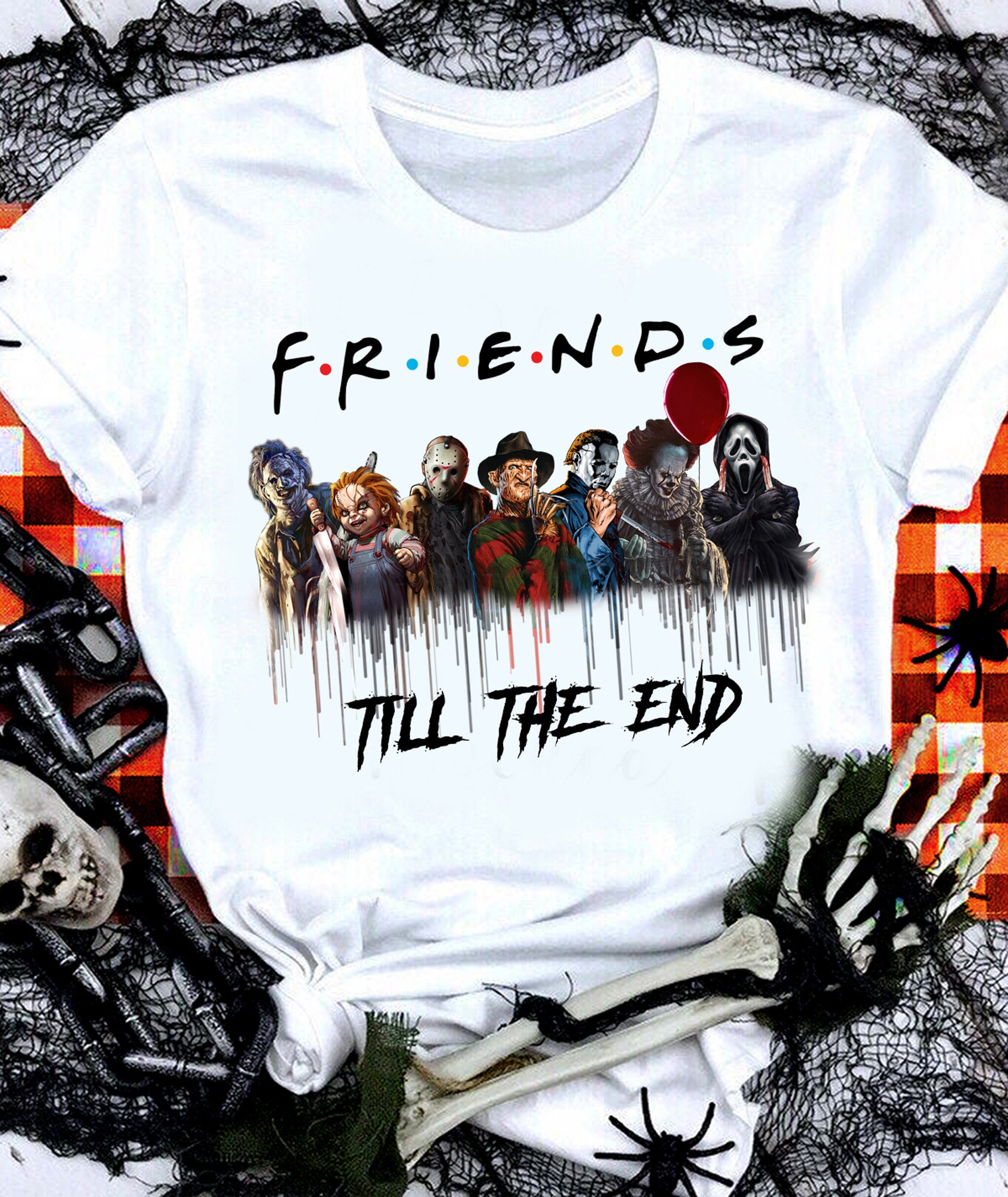 Discover Horror Movie Tee, Horror Friends Till The End T Shirt, Halloween Movie T Shirt, Horror Movie Fan Shirt, Funny Halloween, Horror Character